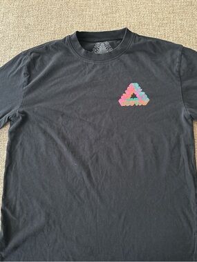 PALACE Black Short Sleeve Tee with Multicolor Triangle Logo